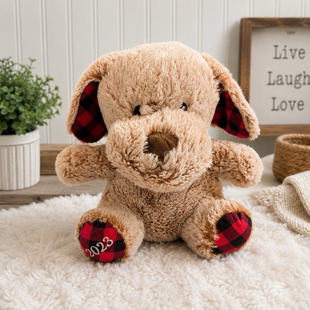 2023 PetSmart Chance The Dog Plush Buffalo Plaid Ears & Paws Stuffed Animal